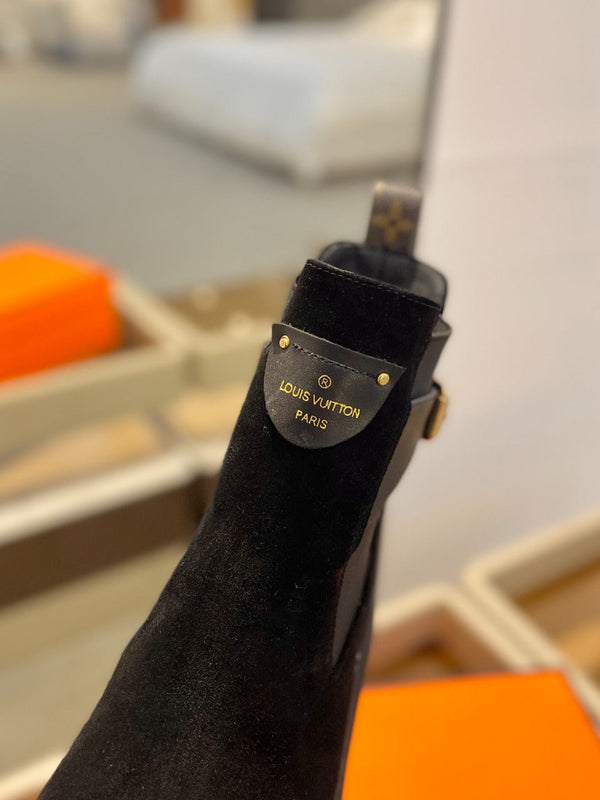 LV Beaubourg Ankle Boot 100mm Black Suede