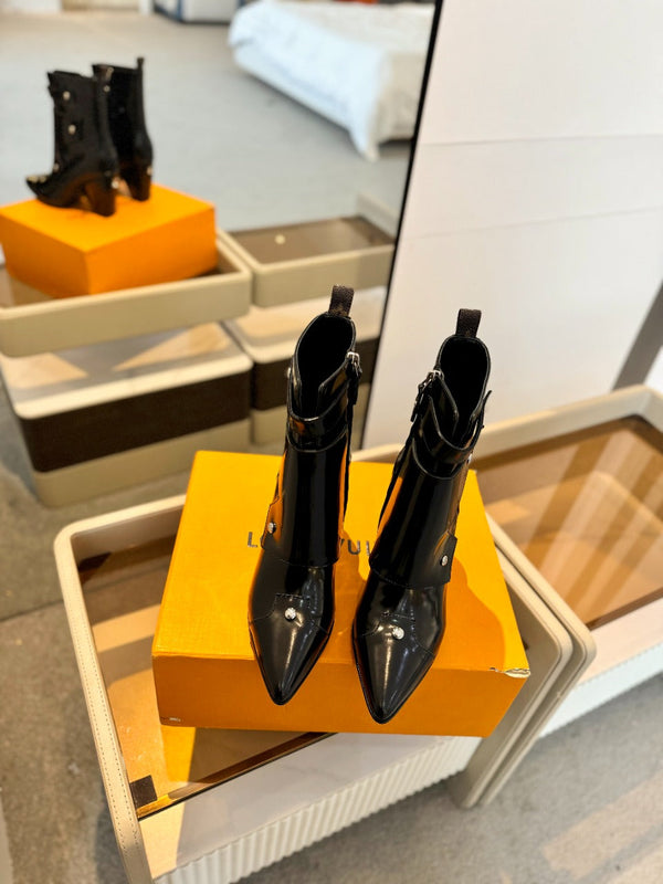 Stivaletto LV Trinity 75mm in pelle di vitello nera lucida