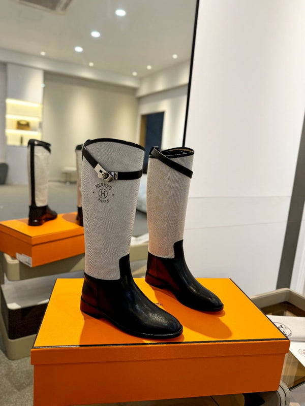 HM Jumping Boot 20mm Black Mix Grey White Cowhide And Tech Fabric 961653