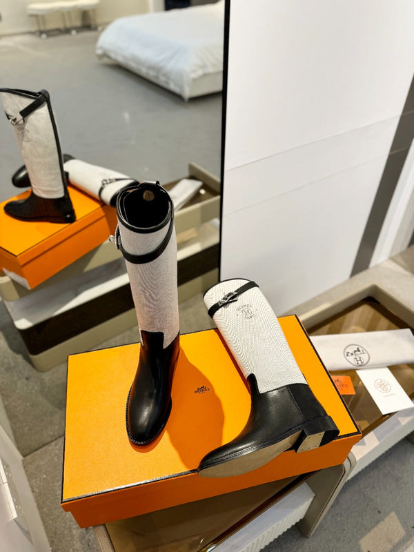 HM Jumping Boot 20mm Black Mix Grey White Cowhide And Tech Fabric 961653