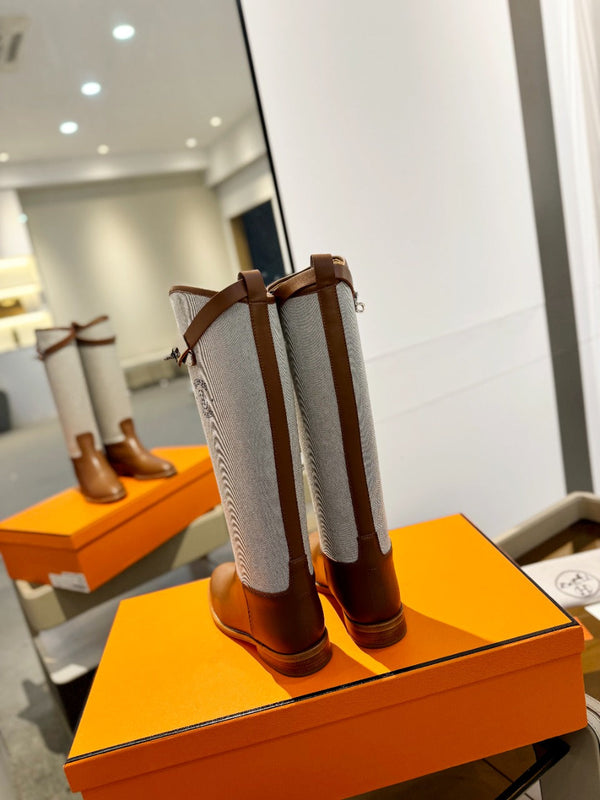 HM Jumping Boot 20mm Brown Mix Grey White Cowhide And Tech Fabric 961657