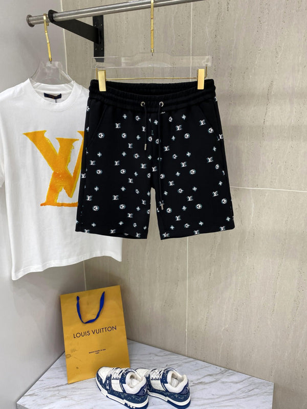LV PANTALONCINI CASUAL IN TESSUTO ELASTICIZZATO DI COTONE BIANCO E NERO 239612