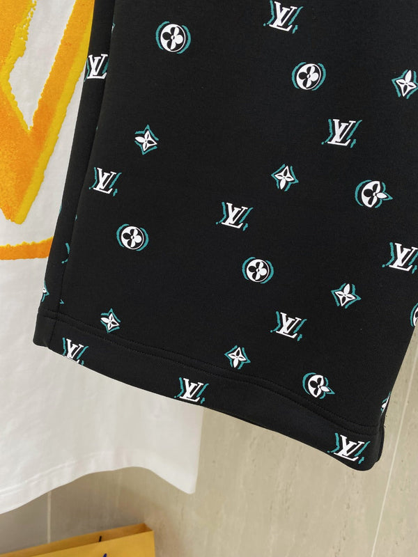 LV PANTALONCINI CASUAL IN TESSUTO ELASTICIZZATO DI COTONE BIANCO E NERO 239612