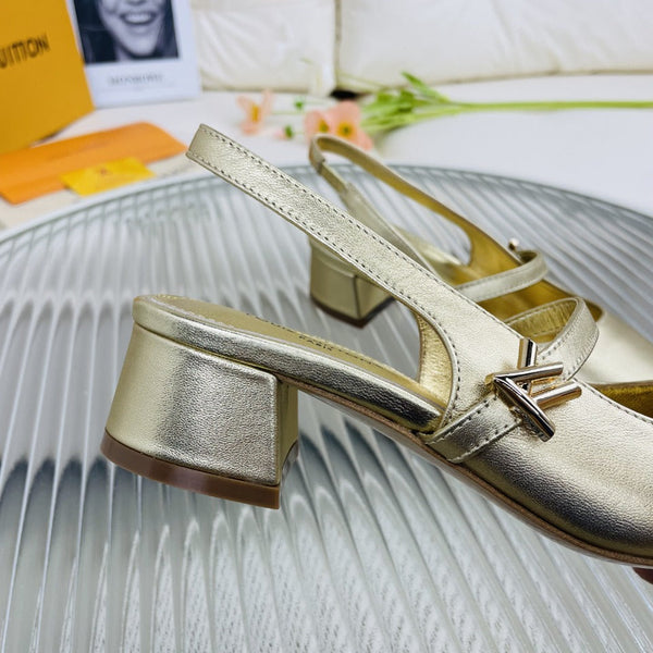 LV Slingback Gold Metallic Lambskin