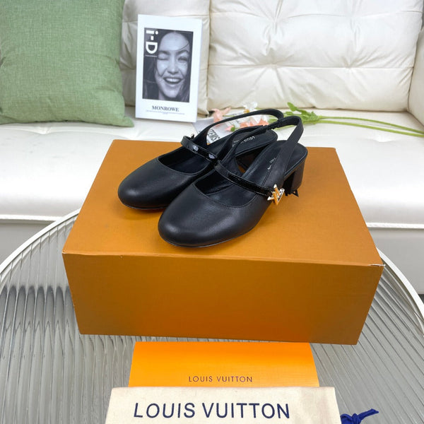 LV Slingback Black Lambskin