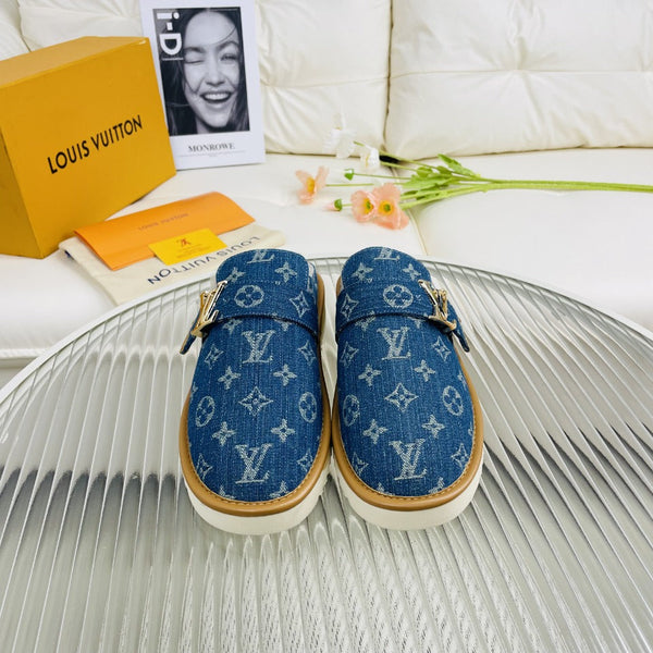LV Mule Blue Monogram Lambskin