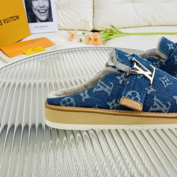 LV Mule Blue Monogram Lambskin