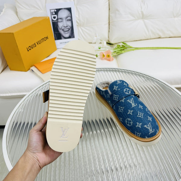 LV Mule Blue Monogram Lambskin