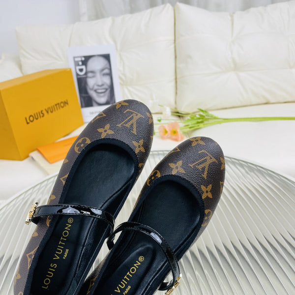 LV Flat Ballerina Dark Brown Lambskin