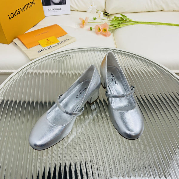 LV Medium-Heel 35mm Pumps Metallic Silver Lambskin