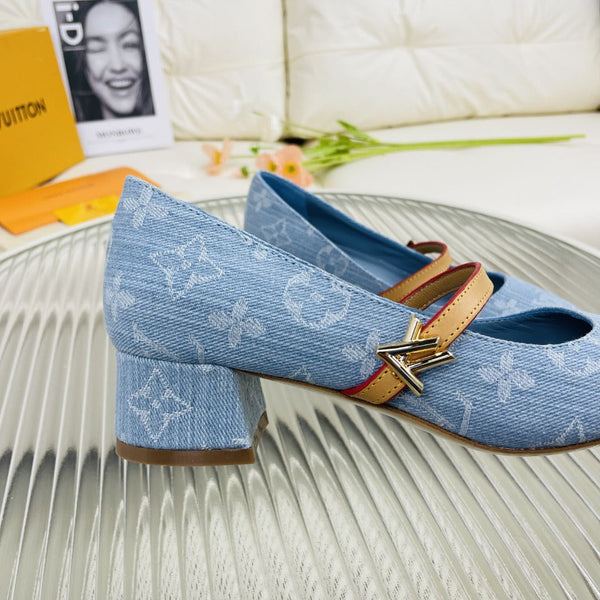 LV Medium-Heel 35mm Pumps Blue Monogram Jacquard Fabric