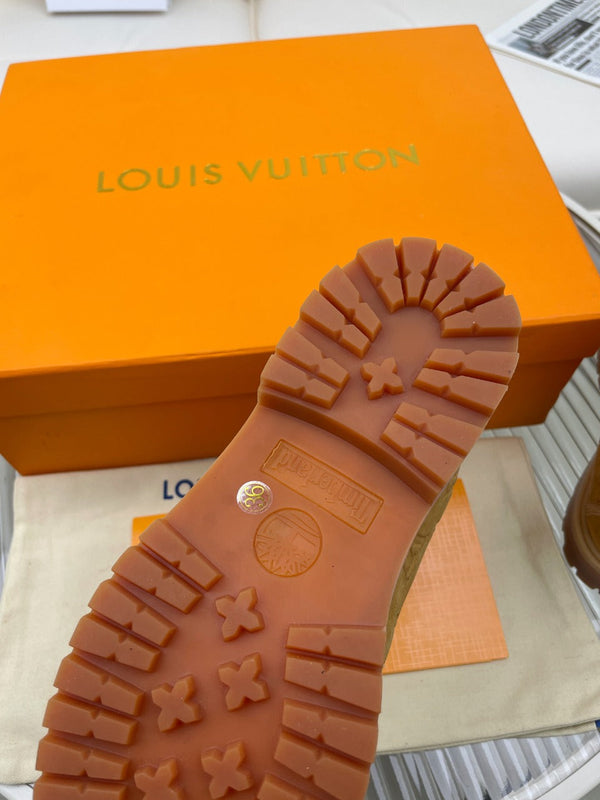 LV x Timberland 6-In Ankle Boot 50mm Brown Yellow Monogram Nubuck Leather