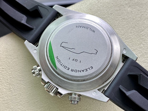 DAYTONA 40 BLACK CERAMIC BEZEL CUSTOM ELEANOR DIAL RUBBER STRAP