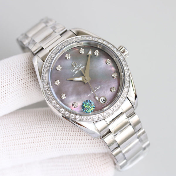 AQUA TERRA 150M CO-AXIAL 34MM STAINLESS STEEL DIAMOND BEZEL