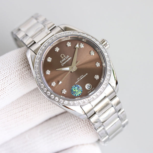 AQUA TERRA 150M CO-AXIAL 34MM STAINLESS STEEL DIAMOND BEZEL