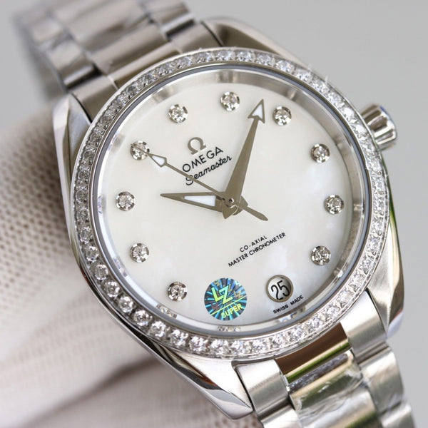 AQUA TERRA 150M CO-AXIAL 34MM STAINLESS STEEL DIAMOND BEZEL