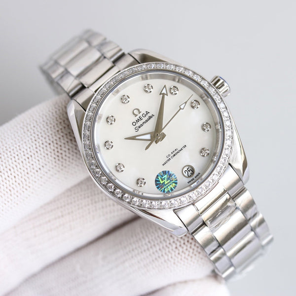 AQUA TERRA 150M CO-AXIAL 34MM STAINLESS STEEL DIAMOND BEZEL