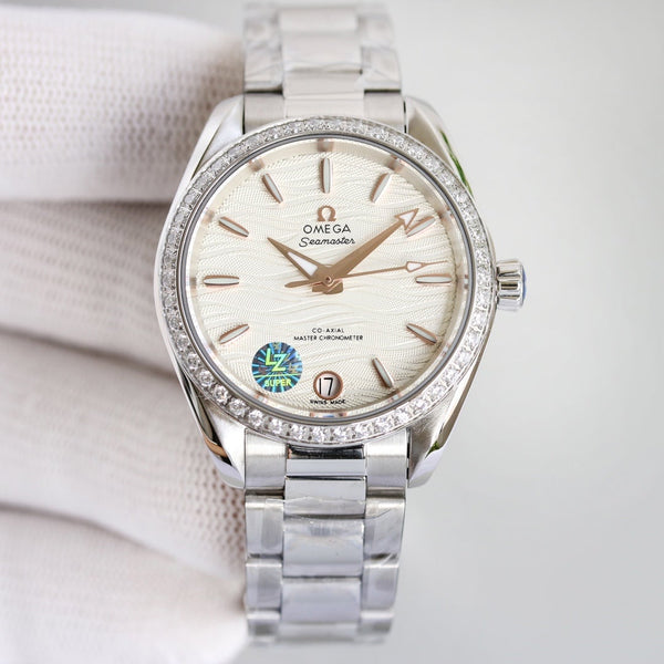AQUA TERRA 150M CO-AXIAL 34MM STAINLESS STEEL DIAMOND BEZEL