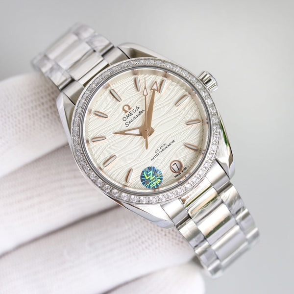 AQUA TERRA 150M CO-AXIAL 34MM STAINLESS STEEL DIAMOND BEZEL