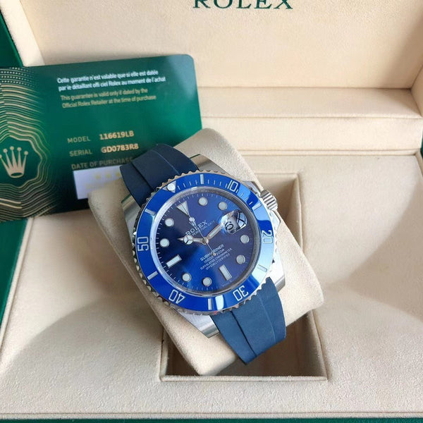 SUBMARINER DATE 41 BLUE BEZEL RUBBER STRAP