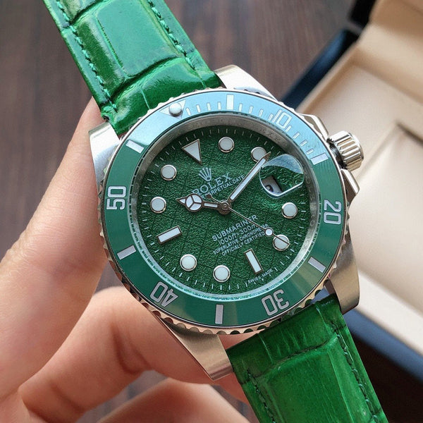 SUBMARINER DATE 40 CERAMIC BEZEL LEATHER STRAP