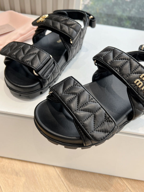 sandalo miu dad in vitello nero