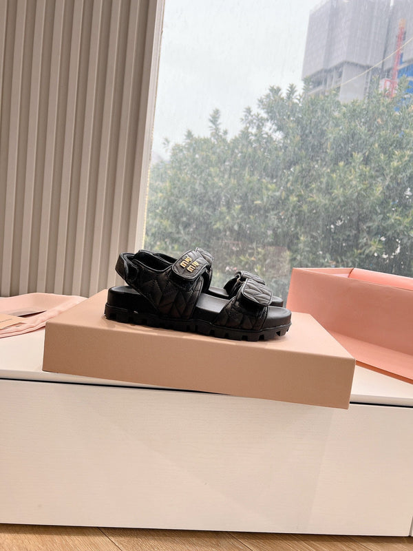 sandalo miu dad in vitello nero