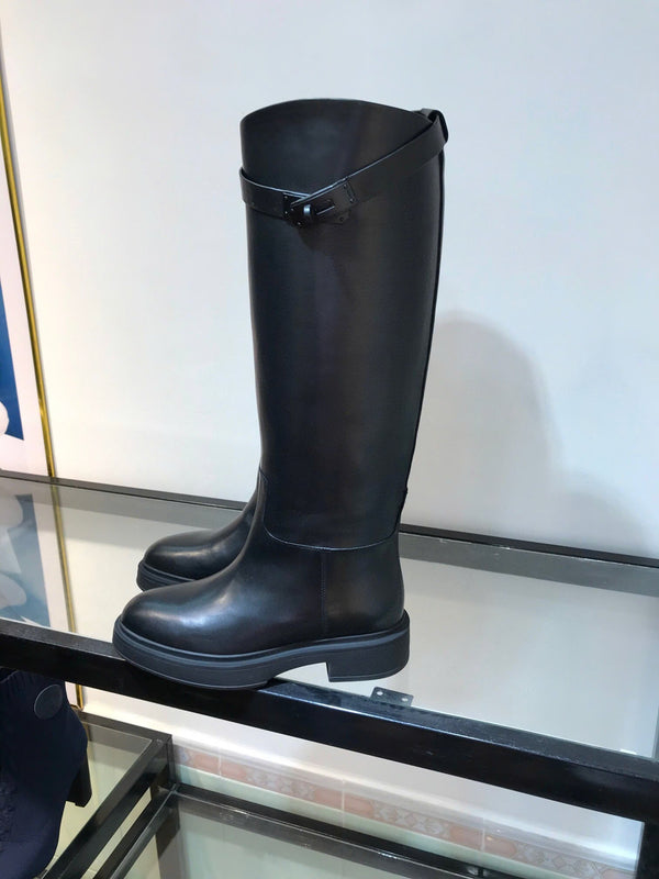 HM Black Leather Jumping High Boots