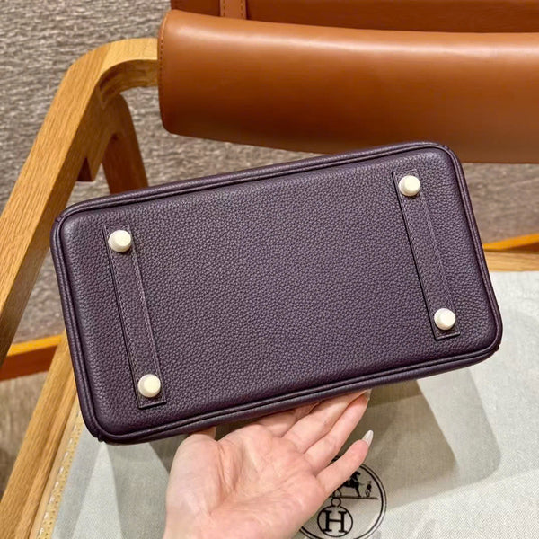 HM BIRKIN 25CM VIOLA UVA PELLE TOGO FERRAMENTA ORO