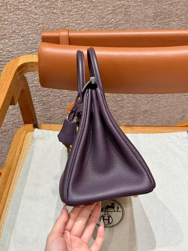 HM BIRKIN 25CM VIOLA UVA PELLE TOGO FERRAMENTA ORO