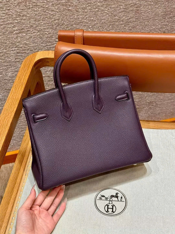 HM BIRKIN 25CM VIOLA UVA PELLE TOGO FERRAMENTA ORO