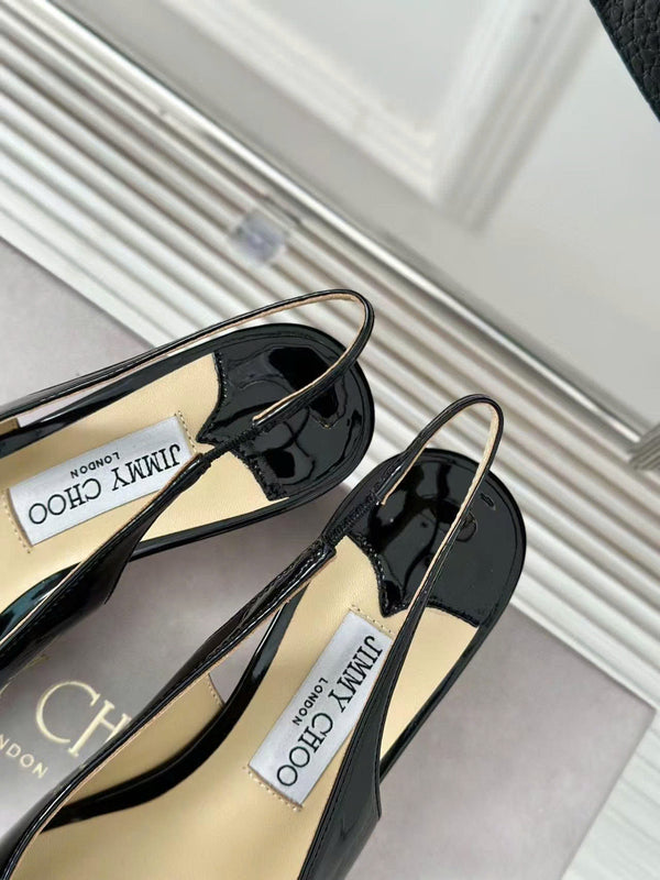 Jimmy Choo 65mm High Heel Slingback Pumps in Black Patent Leather