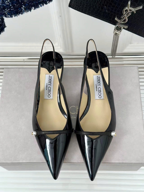 Jimmy Choo 65mm High Heel Slingback Pumps in Black Patent Leather