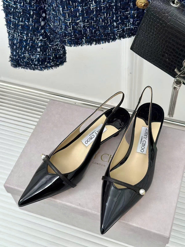 Jimmy Choo 65mm High Heel Slingback Pumps in Black Patent Leather