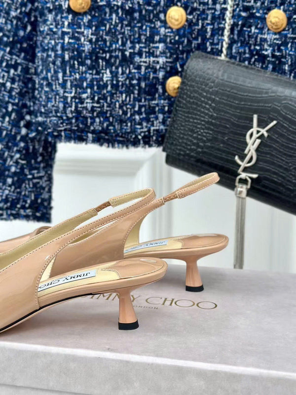 Jimmy Choo 65mm High Heel Slingback Pumps in Blush Pink Patent Leather