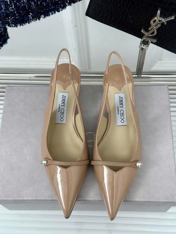 Jimmy Choo 65mm High Heel Slingback Pumps in Blush Pink Patent Leather