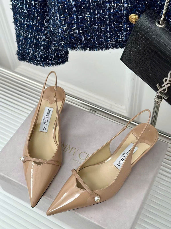 Jimmy Choo 65mm High Heel Slingback Pumps in Blush Pink Patent Leather