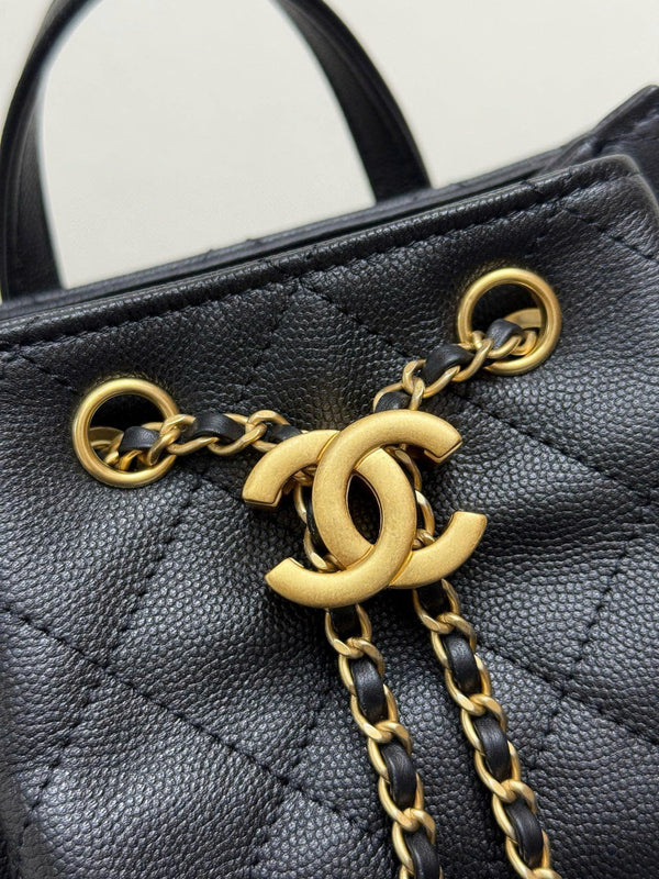 CC 25B Backpack 23cm in Black and Gold Caviar