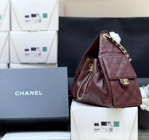 CC 25S Hobo Bag 25cm Burgundy Calfskin