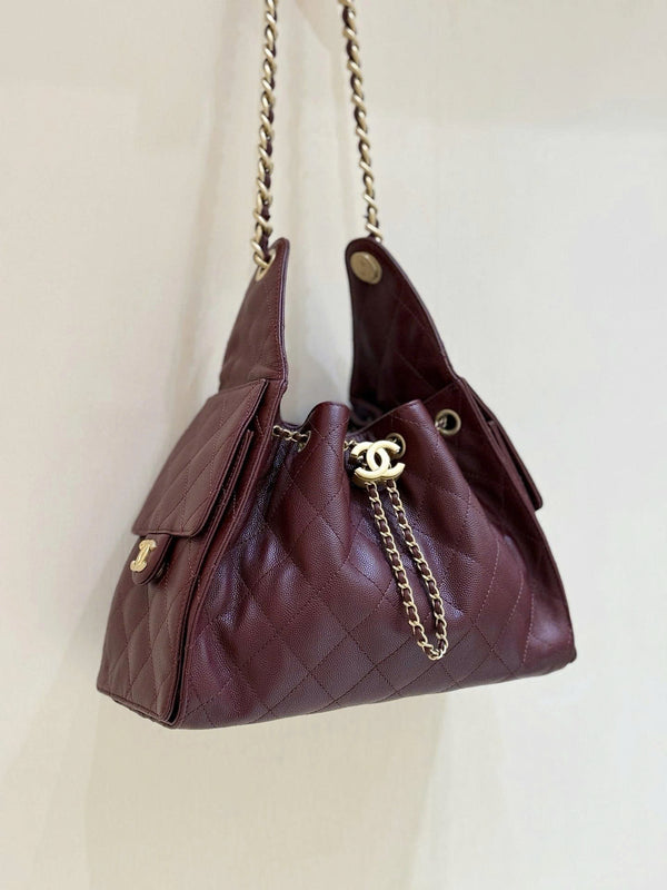 CC 25S Hobo Bag 25cm Burgundy Calfskin