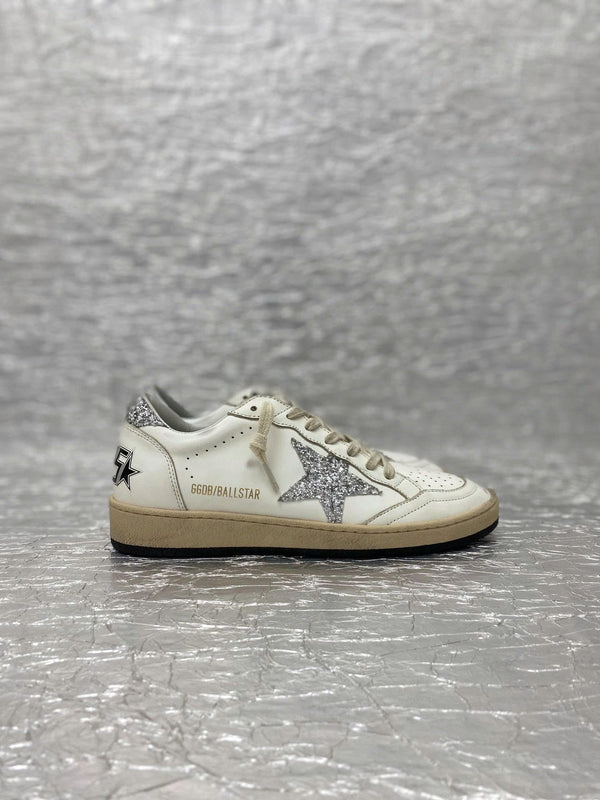 Sneakers GGDB Ball Star in nappa bianca con glitter e stella