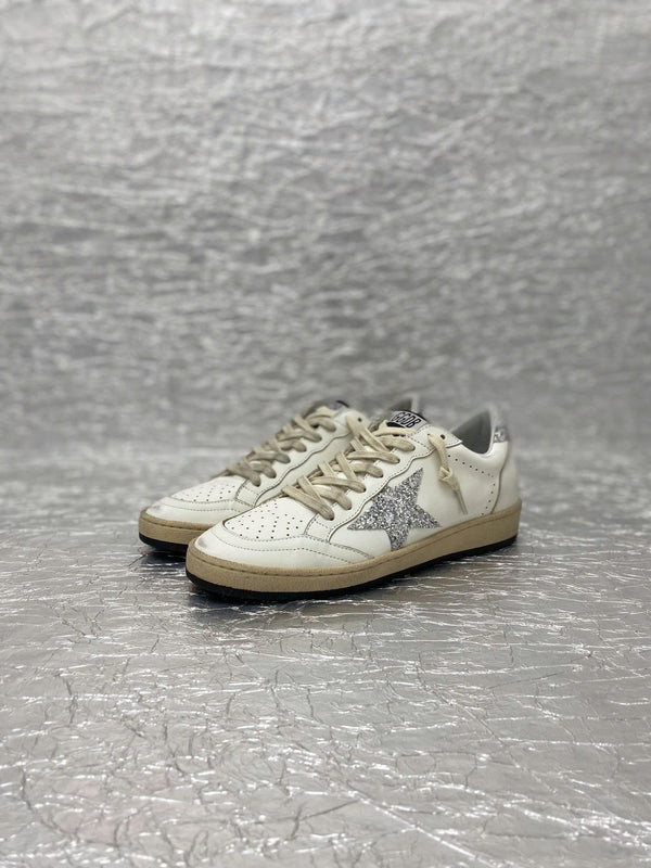 Sneakers GGDB Ball Star in nappa bianca con glitter e stella