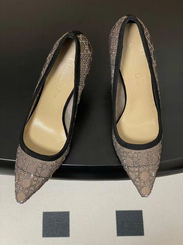 CD Capture Pump 10cm in Black and Nude Mesh