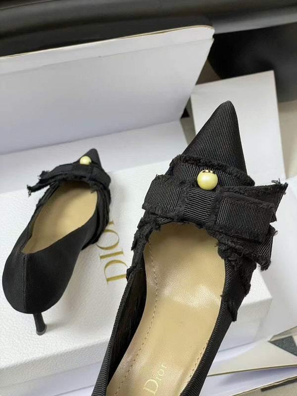 CD Adiorable Pearl Fringe 10cm Pumps in Black Silk Grosgrain