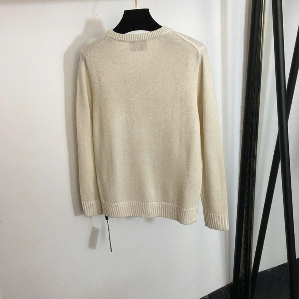 Prad Logo Crew-Neck Sweater in Bright Silk Blend Wool