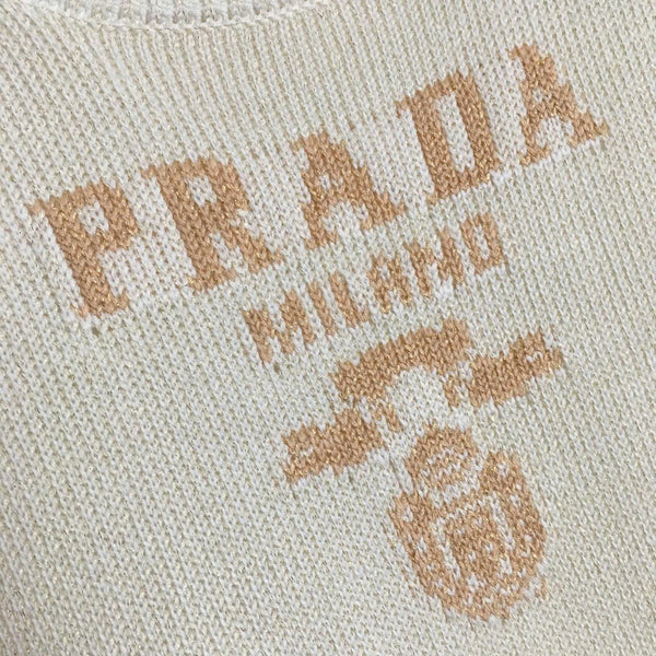 Prad Logo Crew-Neck Sweater in Bright Silk Blend Wool