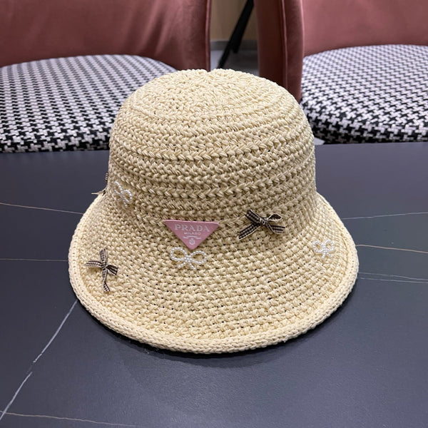 Prad Raffia Bow Knot Fisherman Hat 512516