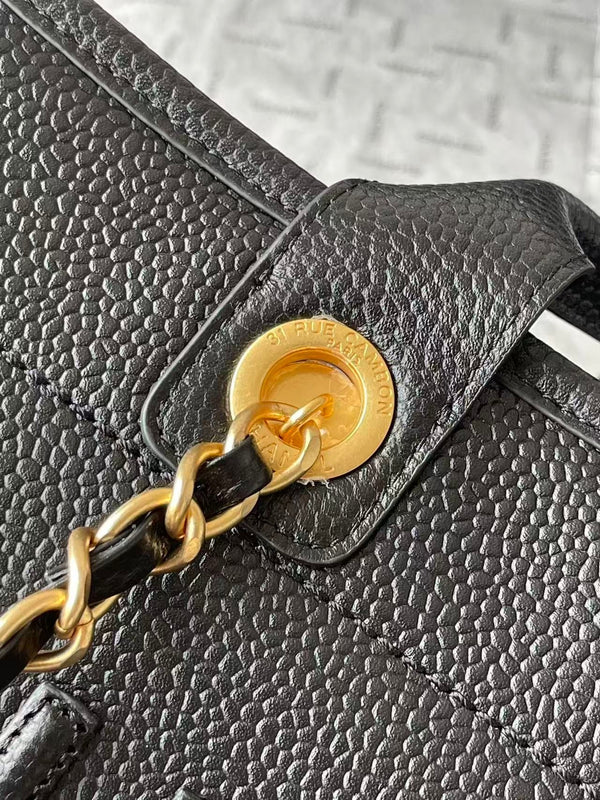 CC 2025 Deauville Tote Bag Black Leather GHW