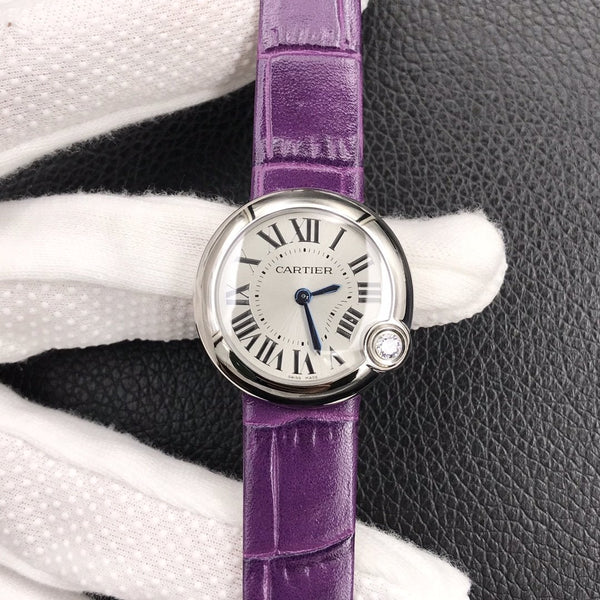 BALLON BLANC DE CARTIER QUARZO CASSA IN ACCIAIO PELLE VIOLA 