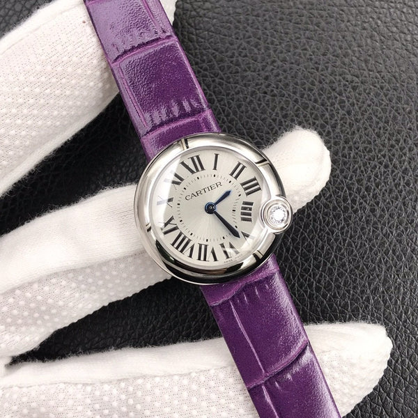 BALLON BLANC DE CARTIER QUARZO CASSA IN ACCIAIO PELLE VIOLA 